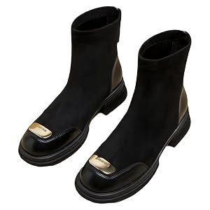 Womens fashionable thick-soled chunky boots - with a soft and seamless upper and an elegant exquisite and anti-slip