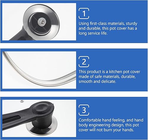 Miniatura 8 de UPKOCH Tapa de olla transparente con mango de perilla, cubierta de olla transparente, protector de cacerola, utensilios de cocina para estufa,