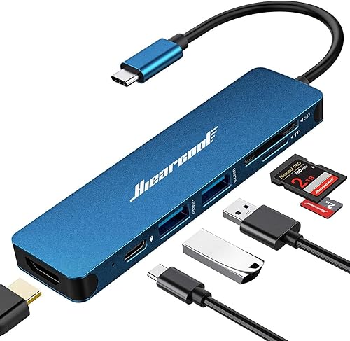 Hiearcool - Adaptador HUB con USB C, 7 puertos en 1 de USB C a HDMI y un puerto de carga de 100 vatios, compatible para laptops MacBook Pro, Dell,