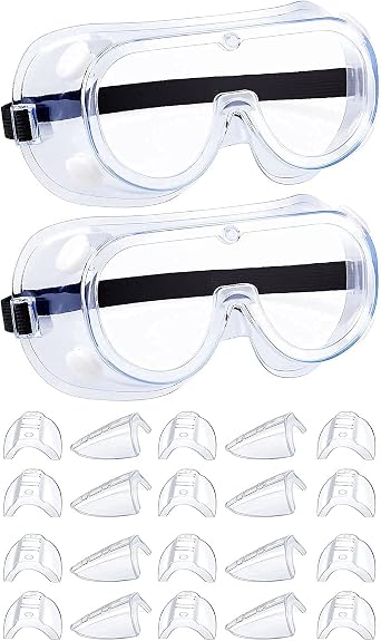 Anti-Fog Safety Goggles and 10 Pairs Side Shields For Prescription Glasses Bundle