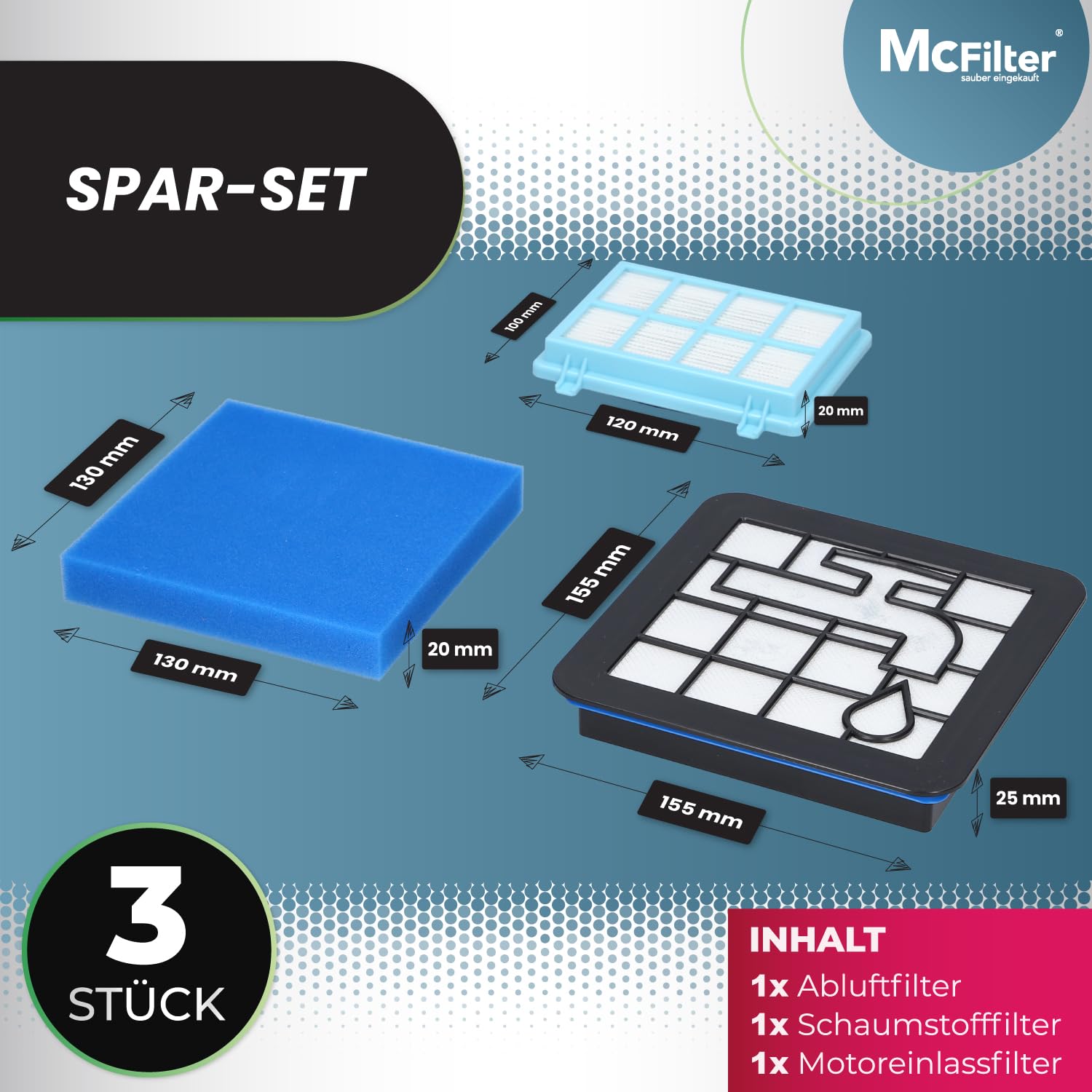 Philips Staubsauger Filter Set - 3-teilig Für PowerPro Compact Cyclone Serie