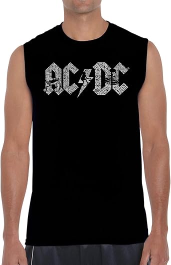 ACDC Fully Licensed Mens Word Art Sleeveless T-Shirt by LA Pop Art
