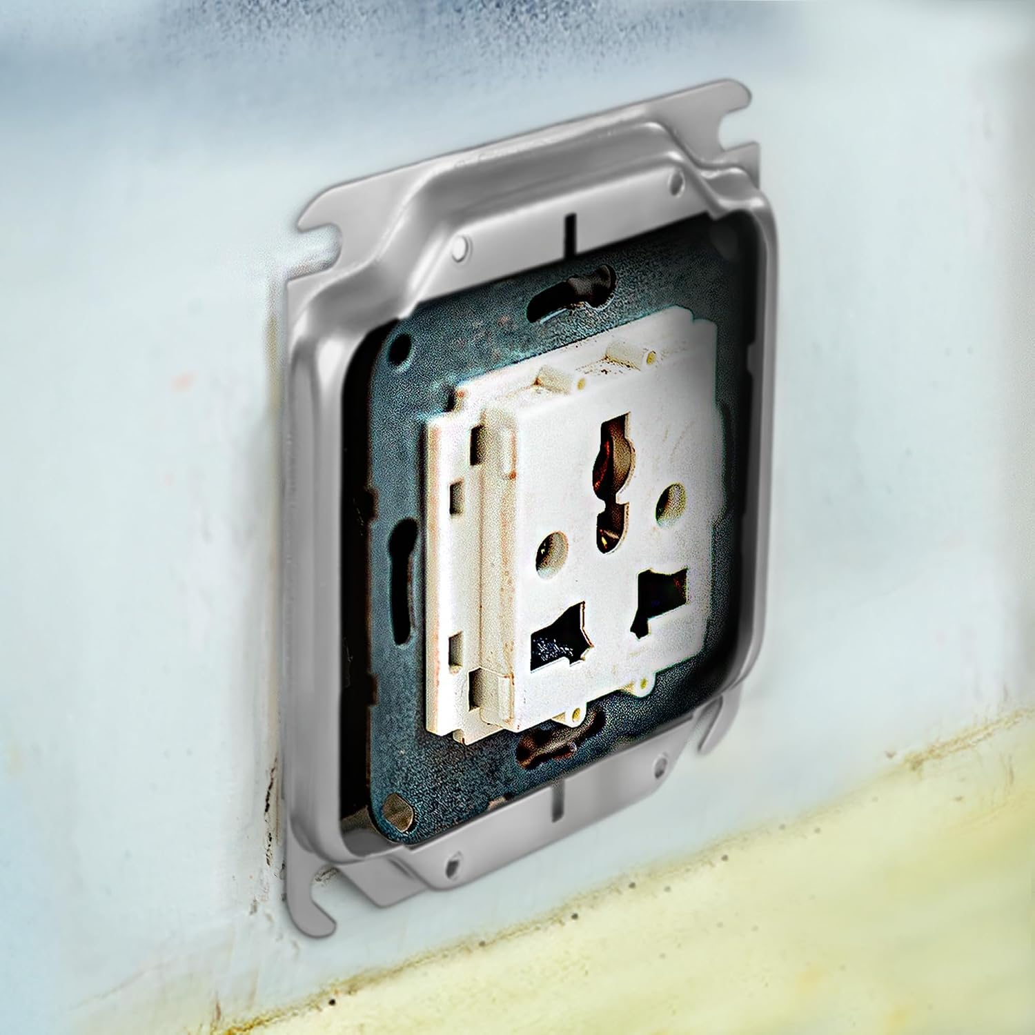 SELECT 10 Pack 5/8" Raised 4" Square (4S) Two Gang Plaster Ring with Angled Slots, Mud Ring, Smart Home Décor for Wiring Connections, Housing Receptacles & Switches, SEL-2PR58-10PK