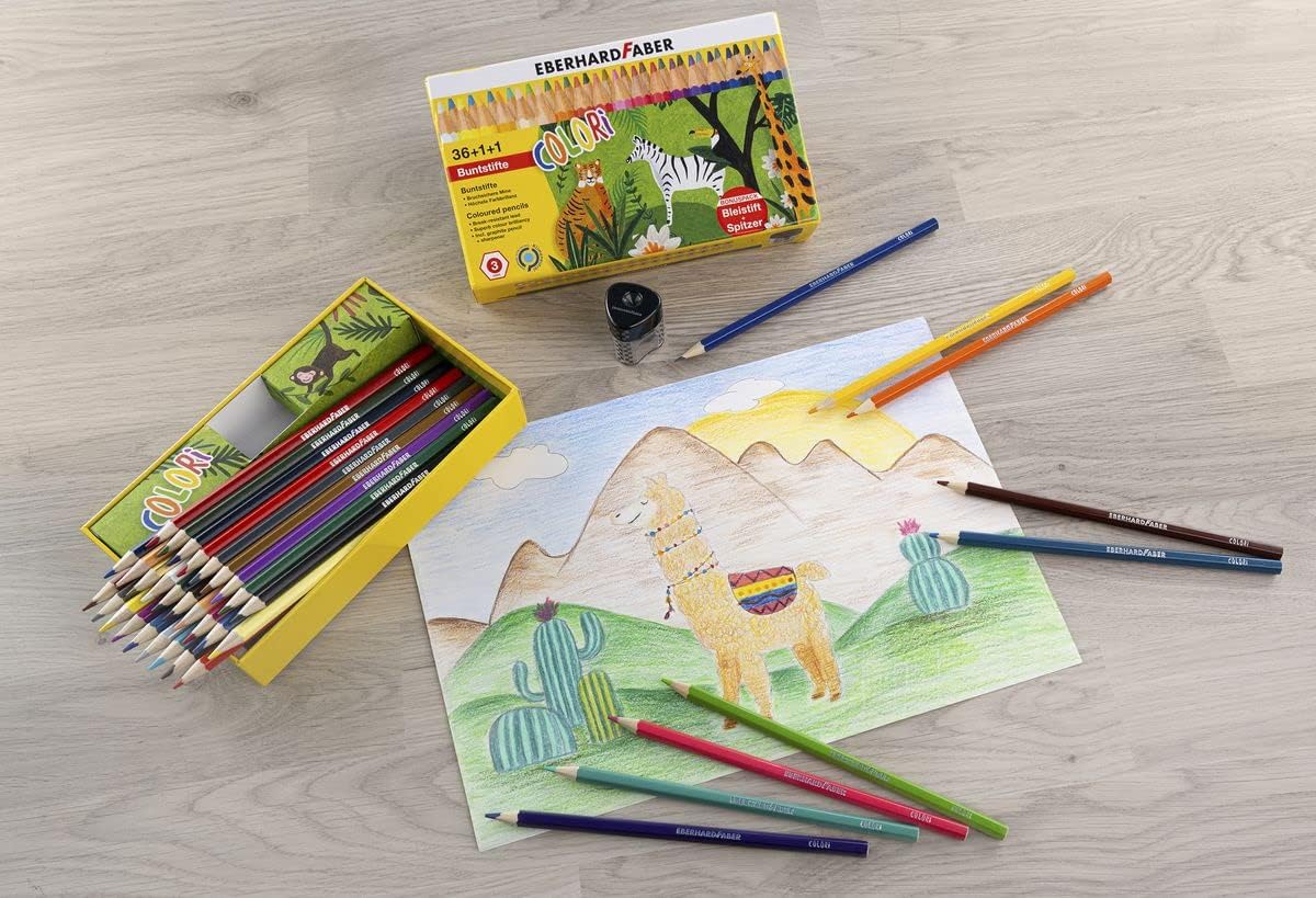 Eberhard Faber 514838 - Colori 38-piece coloured pencil set, pencil and sharpener in box included
