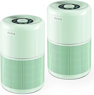 2 Pack Air Purifier for Home Bedroom with H13 True HEPA Filter for Smoke, Smokers, Dust, Odors, Pollen, Pet Dander | Quiet 99.9% Removal to 0.1 Microns | Green Available for California