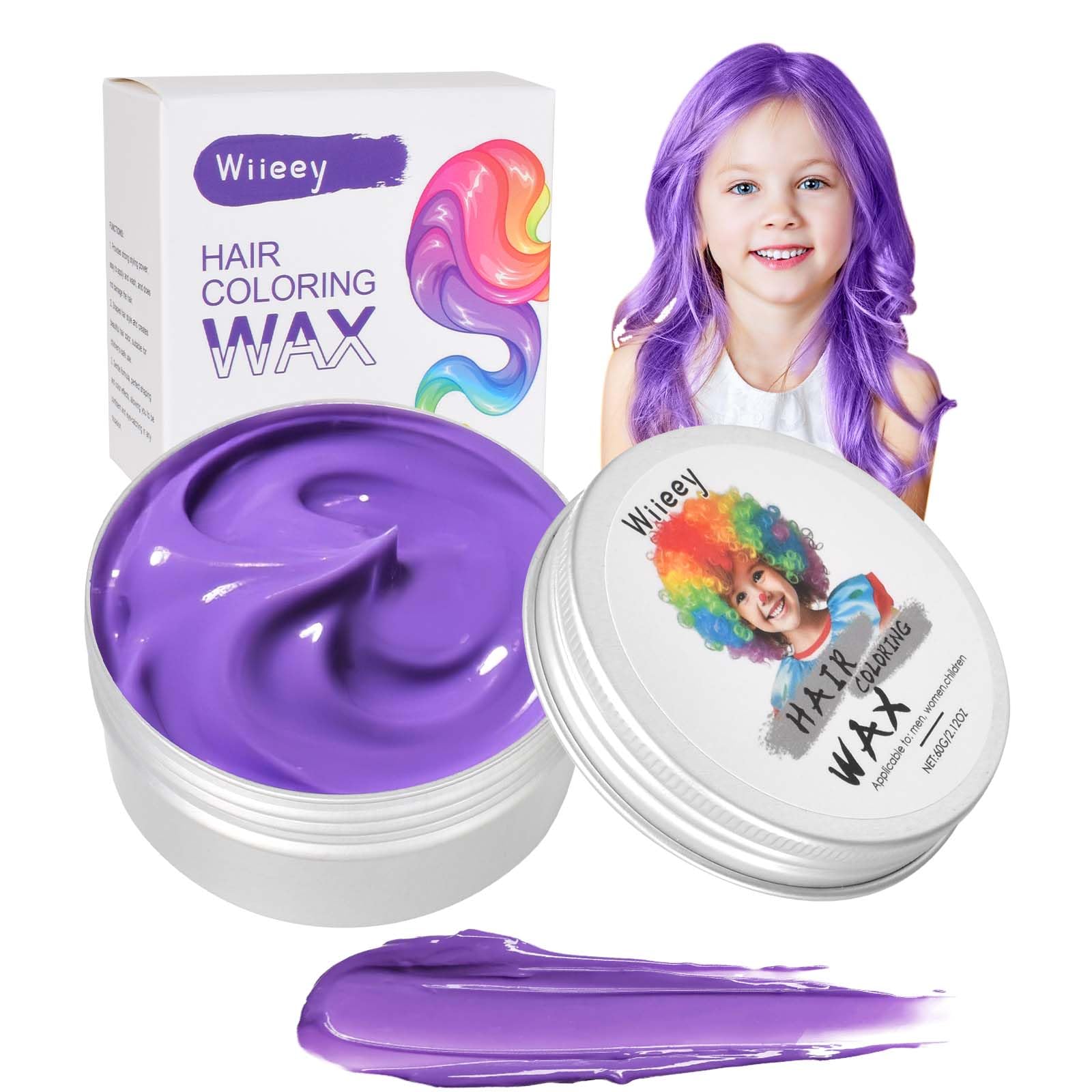 Hair Color Wax - Professional Washable Temporary Hair Dye for Women and Men, Natural Formula No Damage for DIY, Perfect for Parties and Cosplays - (2.12 OZ) (Purple, 60g)