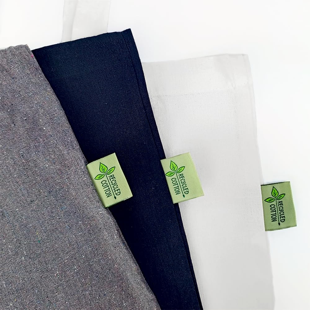 Cottonbagjoe Sac de recyclage en coton recyclé écologique - Sac de courses robuste avec tissu épais et poignées longues