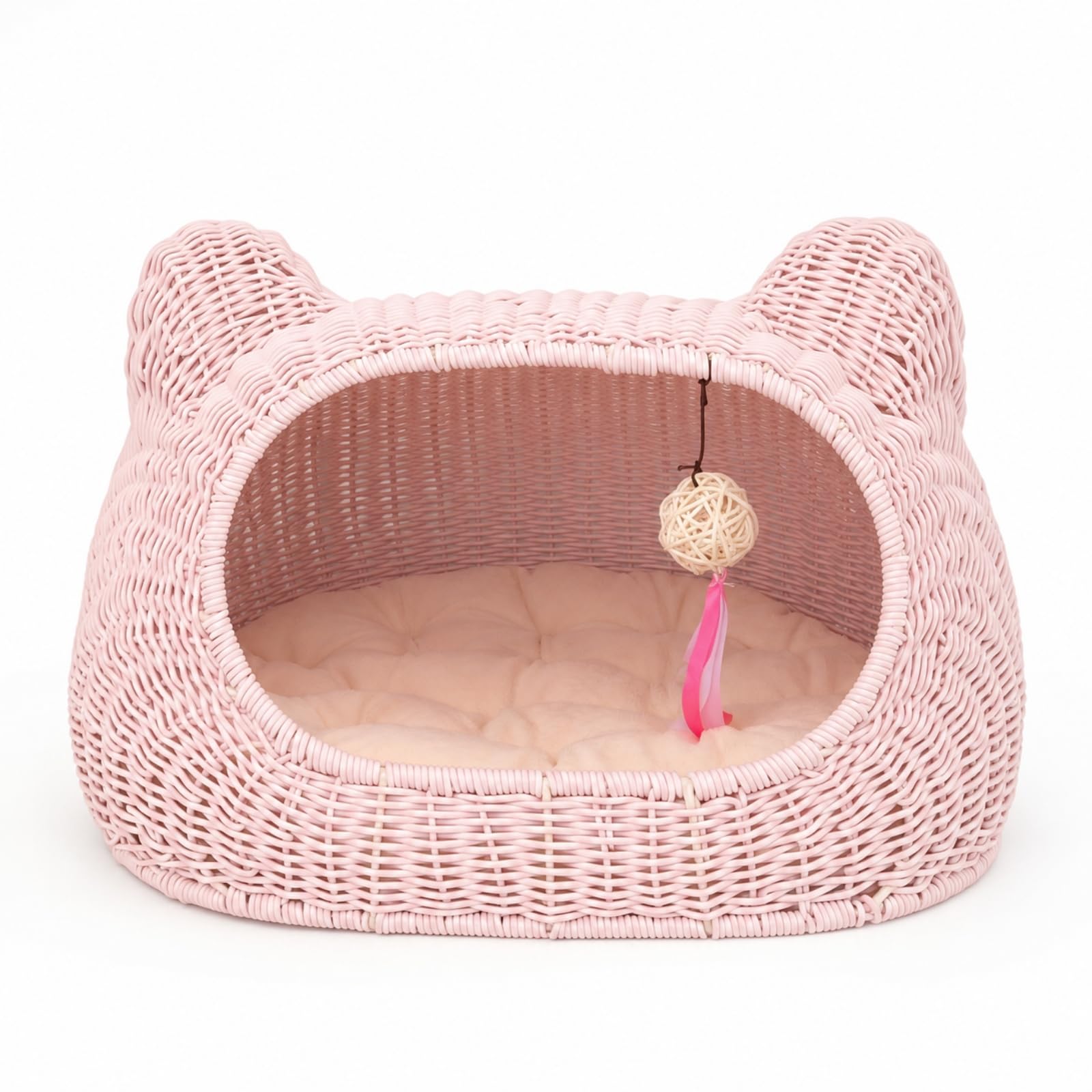 Cuccia con Pallina Appesa Intrecciata Cuccia a Casetta Imbottita per Piccoli Animali Domestici, 樱花粉, 小号