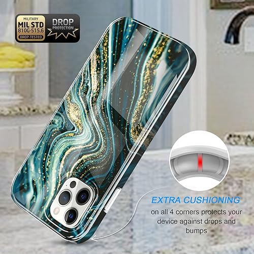Miniatura 4 de luolnh Funda dorada con purpurina brillante compatible con iPhone 14 Pro, diseño de mármol, a prueba de golpes, delgada, de silicona suave, funda