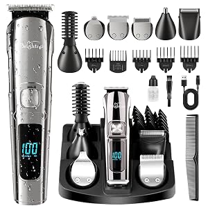 Brightup Beard Trimmer for Men - Electric Razor Shaver Cordless Hair Clippers Trimmers Set IPX7 Waterproof Mens Grooming
