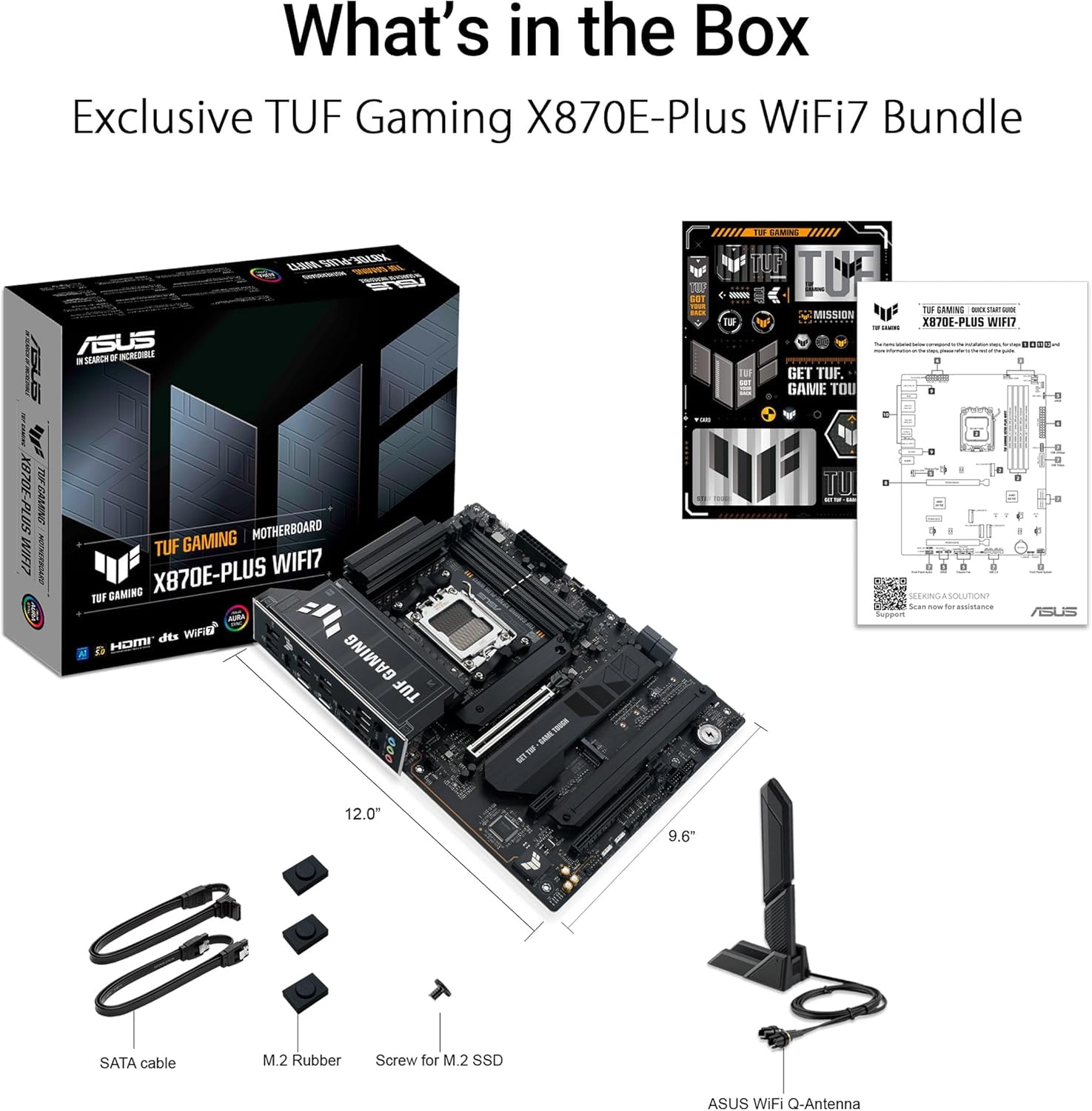 MICRO CENTER Processore CPU AMD Ryzen 9 9950X3D con scheda madre ASUS TUF Gaming X870E-PLUS WIFI7 ATX (DDR5, PCIe 5.0 x16, 4X slot M.2, WiFi 7, 2 x Type-C USB4)