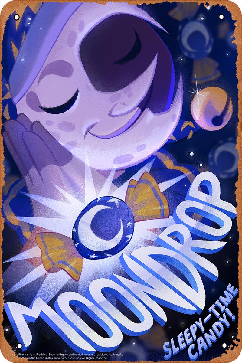 Hourudx Moondrop FNAF Poster Retro Tin Sign Vintage Look Metal