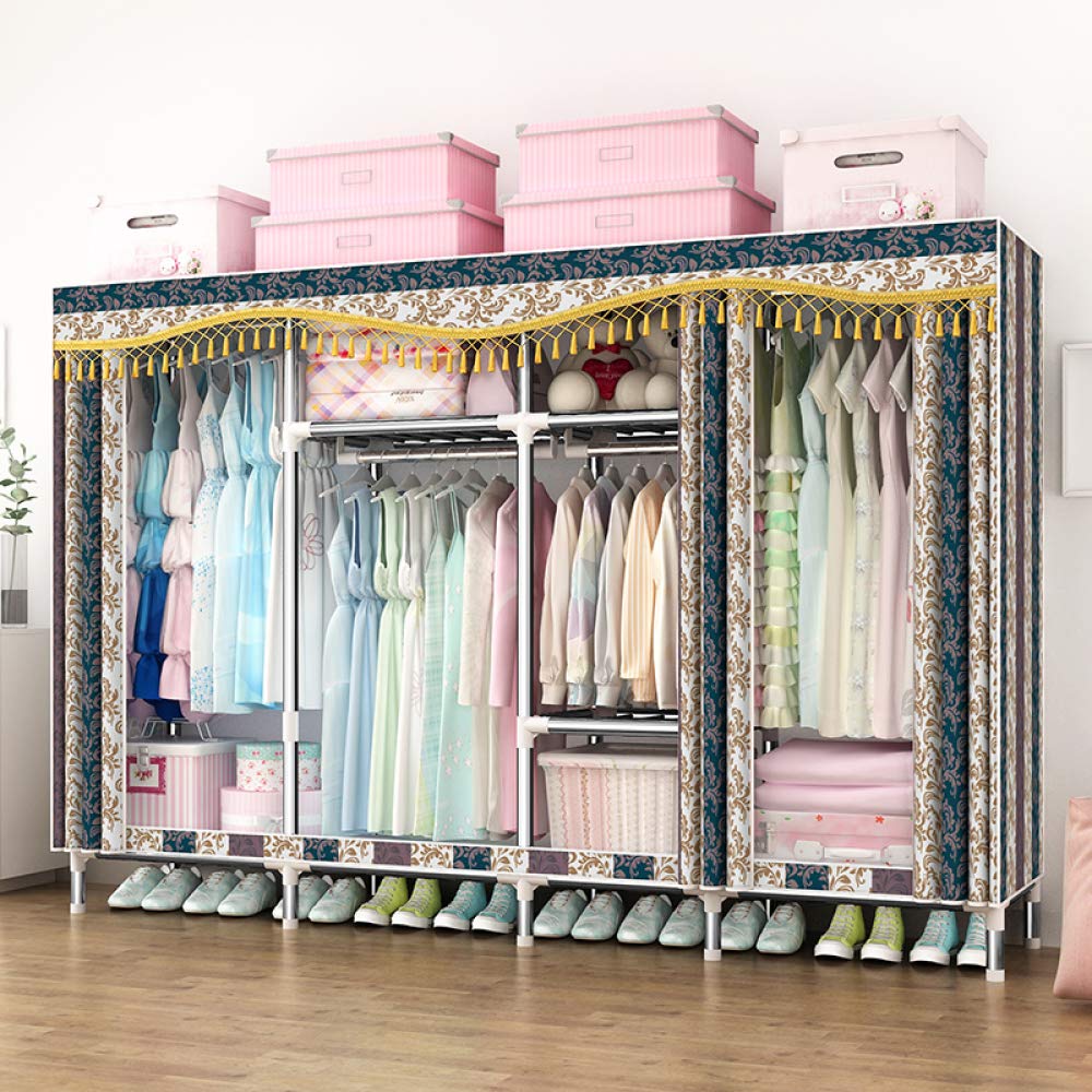 Garde-robe tissu 230x45x168cm armoire double tuyau acier