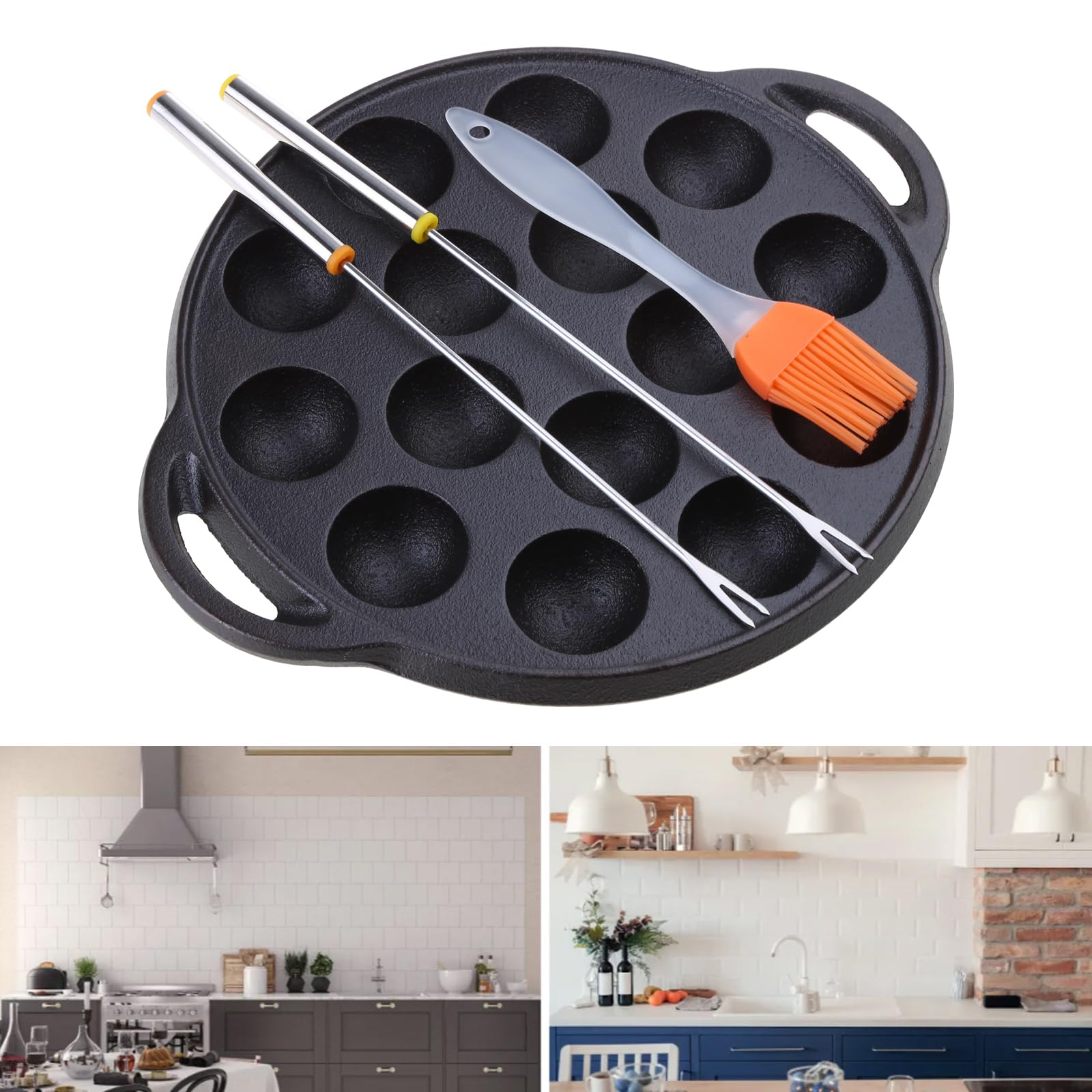 Polpi Takoyaki Pan Ghisa 15 fori Stampo Maker