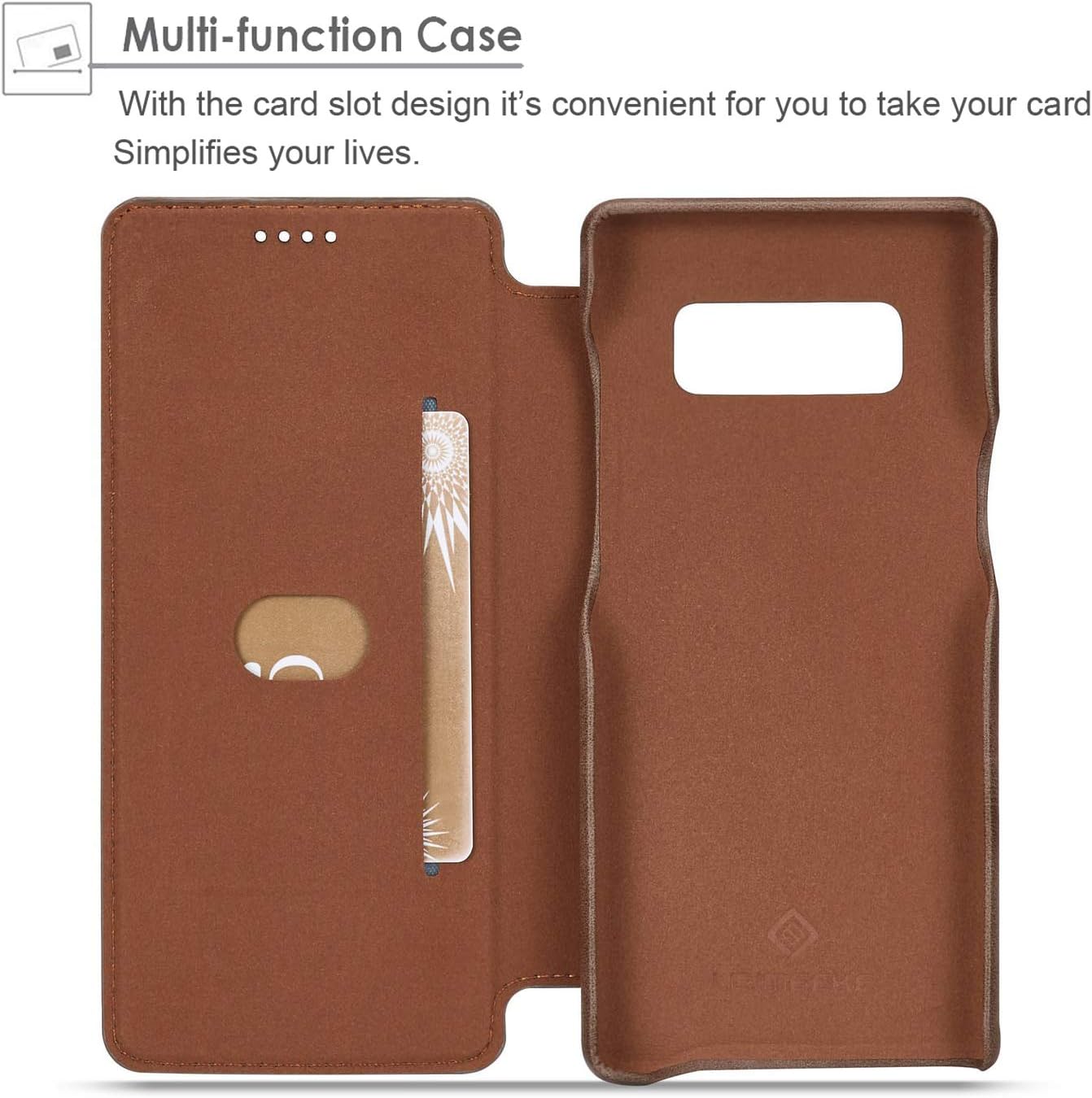 QLTYPRI Samsung Galaxy Note 9 Case Vintage Slim PU Leather Case with Credit Card Holder Kickstand Feature Classic Design Shockproof Protective Durable Wallet Case for Galaxy Note 9 - Dark Brown