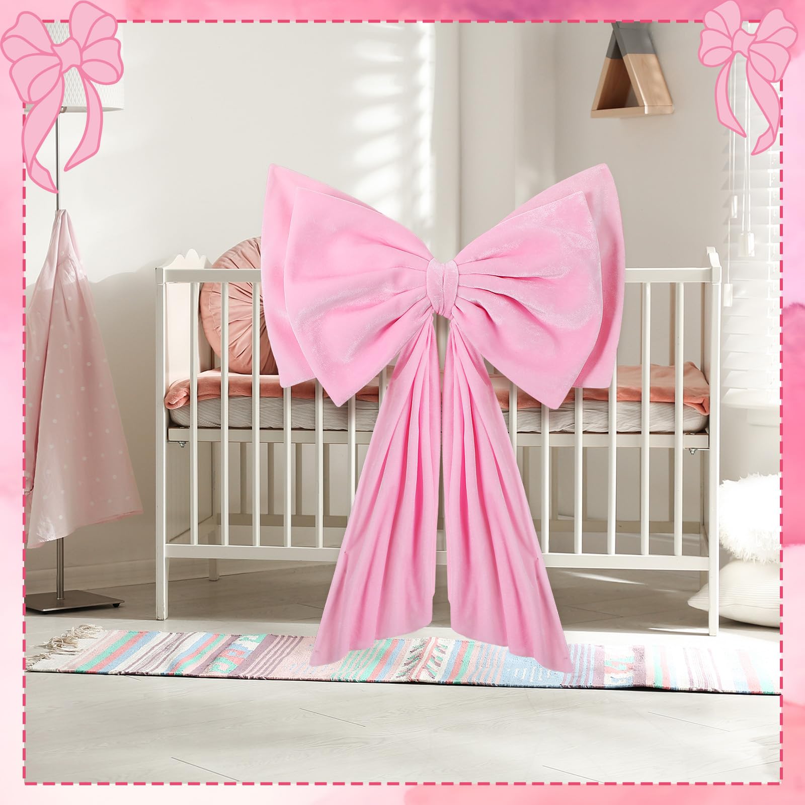 Amazon.com: Weysat Large Pink Bow Decoration Soft Velvet 