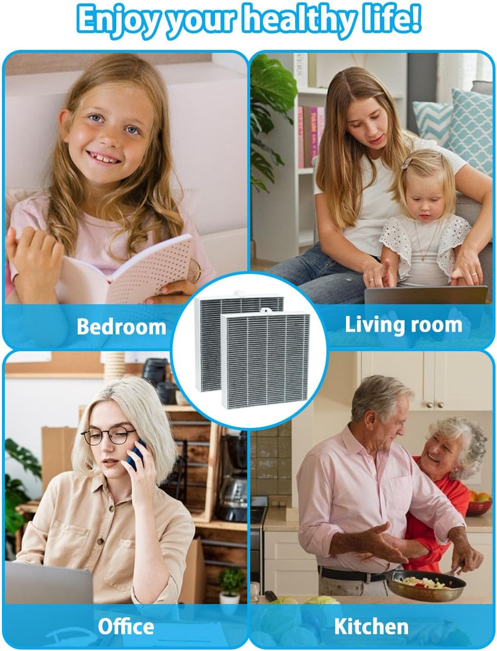 BBT BAMBOOST 5400 ComboFilter Compatible with Blueair DustMagnet 5400 Series, 5410i, 5440i Air Purifier, 2-in-1 HEPA Dustmagnet 5400 ComboFilter, 2 Pack