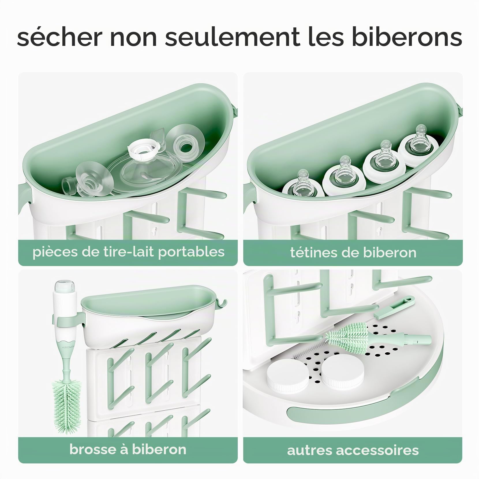 Momcozy LS005 Goupillon Biberon & Égouttoir Vertical pour Biberons