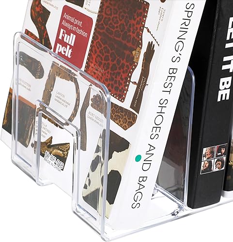 Miniatura 4 de Paquete de 4 clasificadores de archivos acrílicos, organizador de carpetas de archivos de escritorio transparente de 4 secciones, estante grueso de