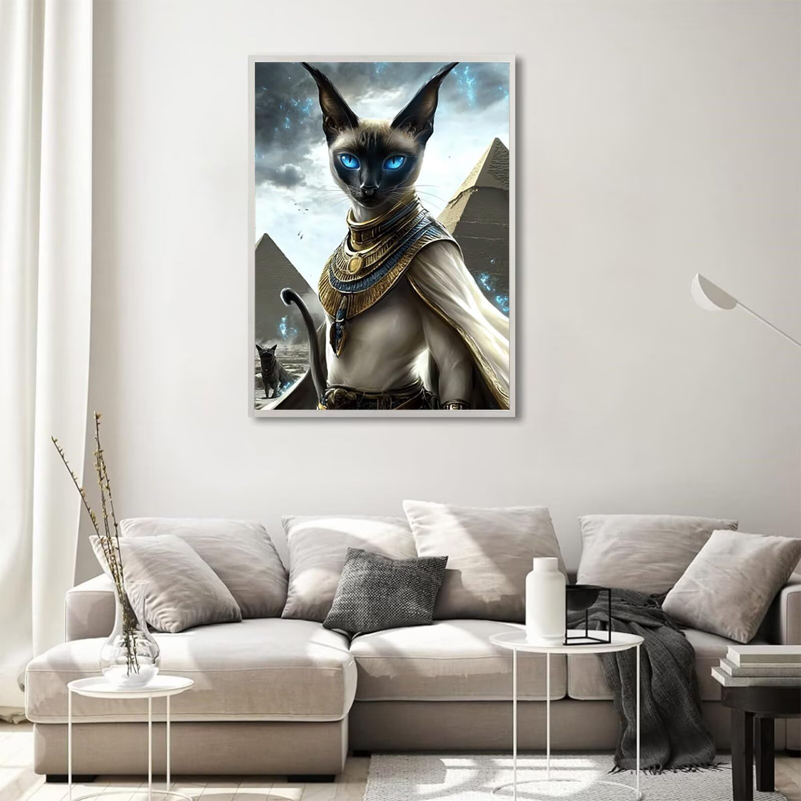 5D Gatto Diamond Painting Egitto Diamond Painting Kit Completo, DIY Passatempo per Adulti Pittura Diamante Hobby Creativi Adulti Kit Strass Diamantini Crystal Art per Decorazione Casa 60x80cm,Model939