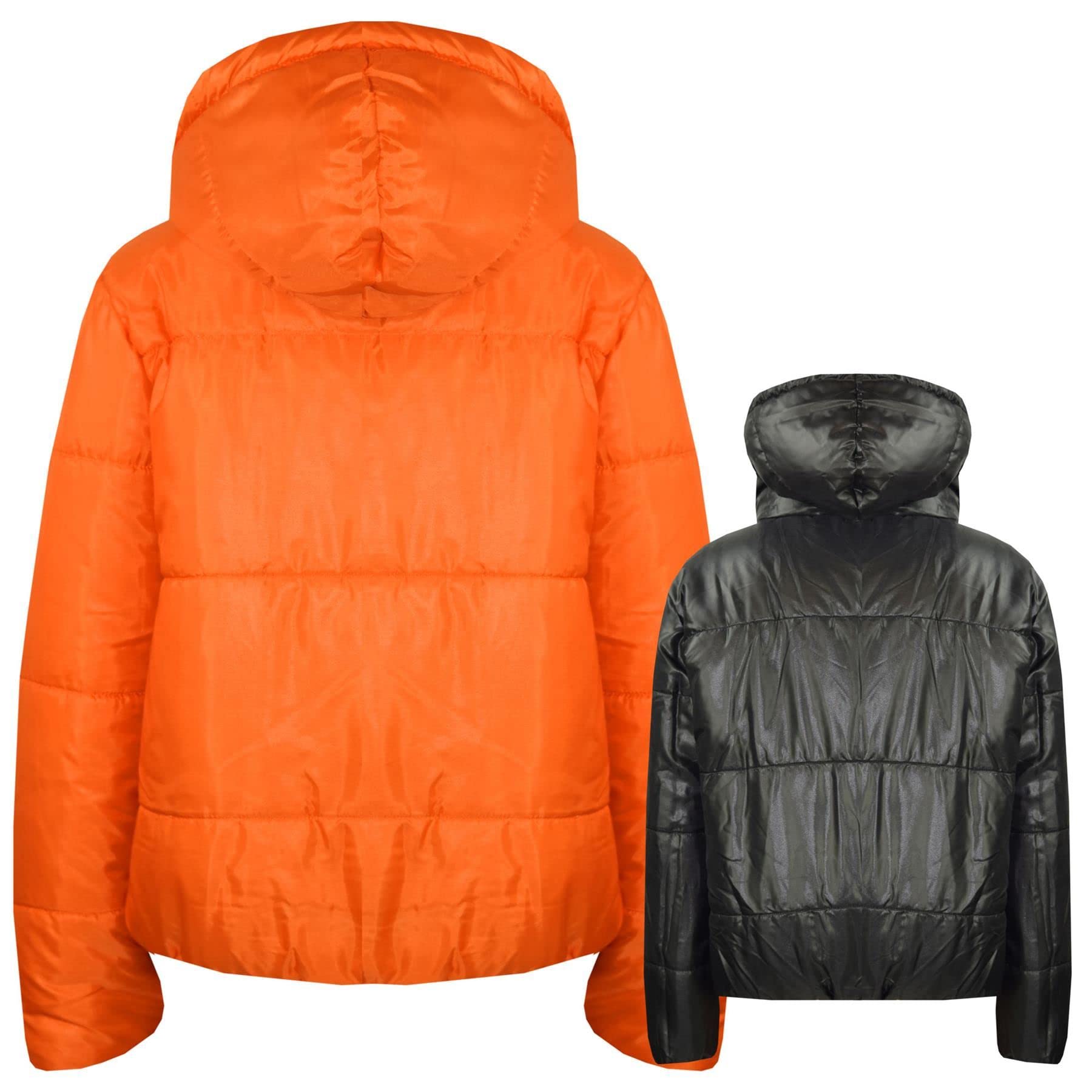 A2Z 4 Kids Dziewczyny Chłopcy Kurtka Dwustronna, Krótka, Z Kapturem, Wyściełana Podszewką Kurtki Puchowe - Reversible Jacket 492 Orange 9-10.