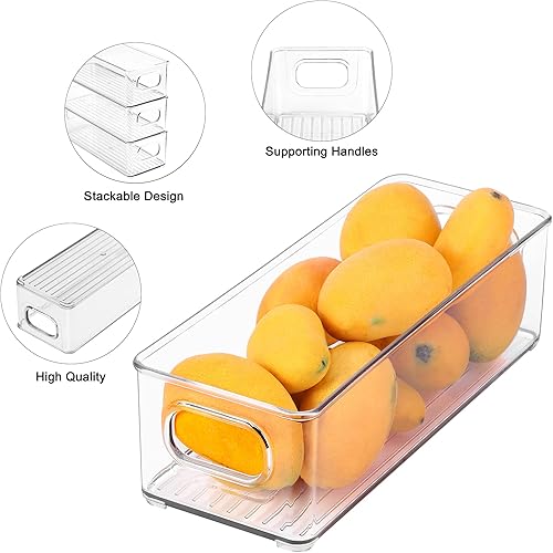 Miniatura 3 de Contenedor apilable de plástico para almacenamiento de alimentos con asas para despensa de cocina, gabinete, refrigerador, congelador, organizador