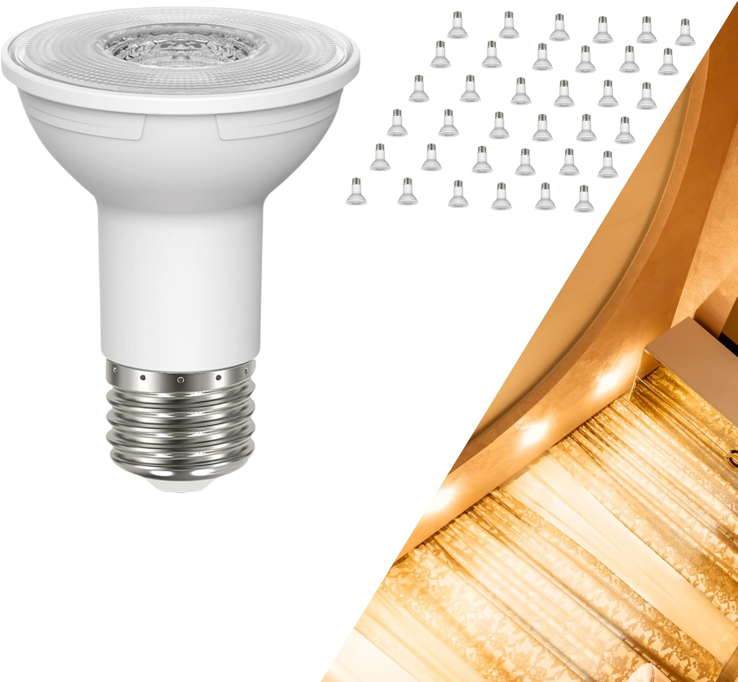 Satco LED PAR20 Lamp 5.5W 50W Equivalent 3000K Soft White 90+ CRI 40° Beam Angle Dimmable Medium Base 120V Clear Finish – Part S22210 (24 Pack)