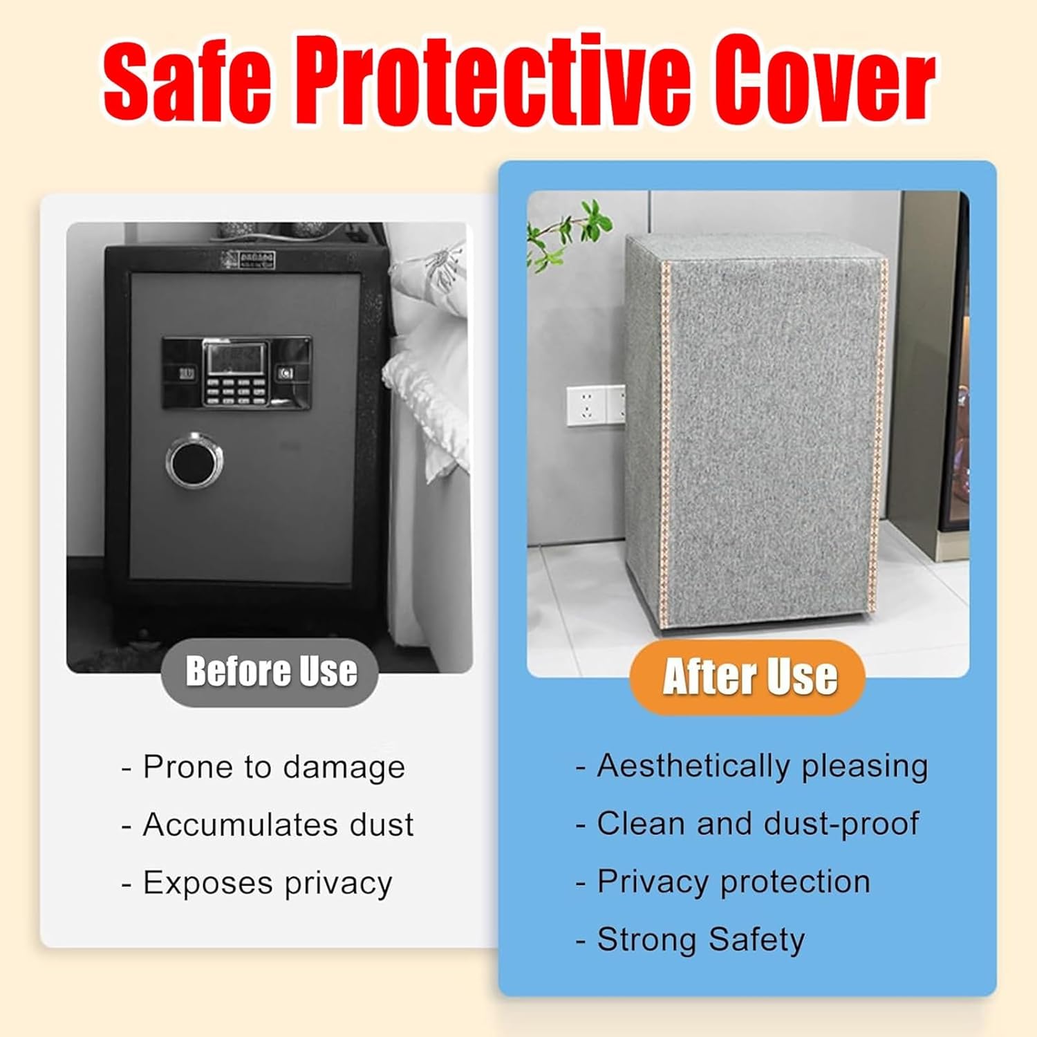 Customizable Lock Box Protective Covers, Heavy Duty Safe Dust Cover for Cabinet Box Furniture, Dust & Water Proof Safe Disguise Cover for Audio Rack/Storage Stand(Khaki,24x20x60)