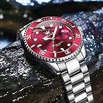 OLEVS Watch Men Luxury Fashion Large Face Mens Watches with Date Stainless Steel Waterproof Watches for Men Analog Two Tone Men's Wrist Watches Casual Quartz Men Dress Watch(Red/Blue/Black/Gold Dial)