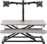 VIVO Hauteur réglable 32 convertisseur de bureau permanent de pouce avec double 13 à 30 de pouce Moniteur Stand, Sit Stand Monitor Mont et Riser Bureau, Noir, DESK-V000K-M2
