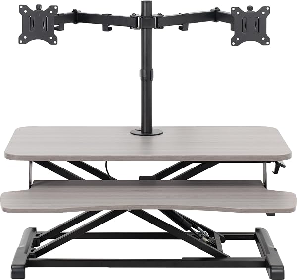 VIVO Height Adjustable 32 inch Standing Desk Converter with Dual 13 to 30 inch Monitor Stand, Sit Stand Monitor Mount an