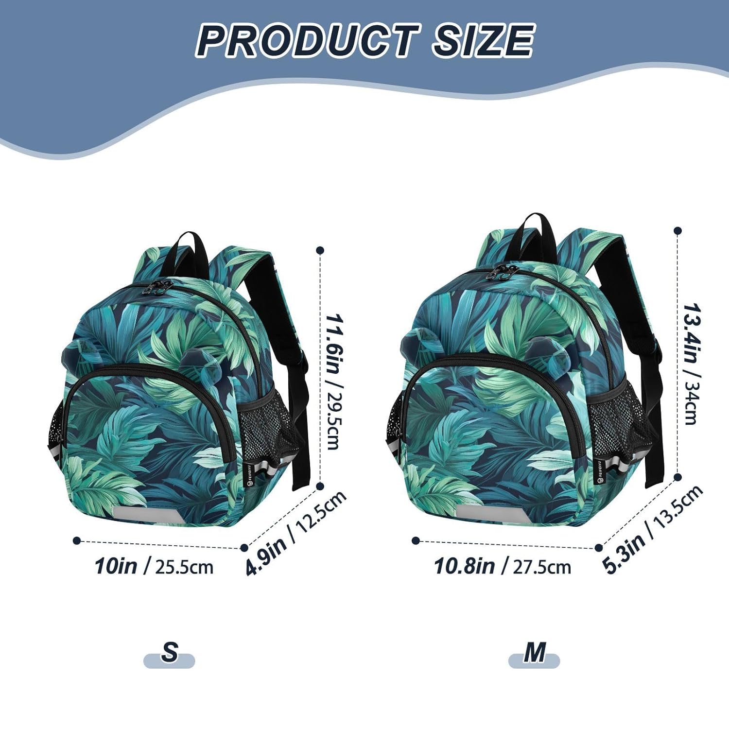 Tropical Green Palms Toddler Harness Backpack for Boys Girls 3-6 Years Kids Backpack with Anti Lost Safety Leash Baby Protection Backpack for Travel Walking Preschool
