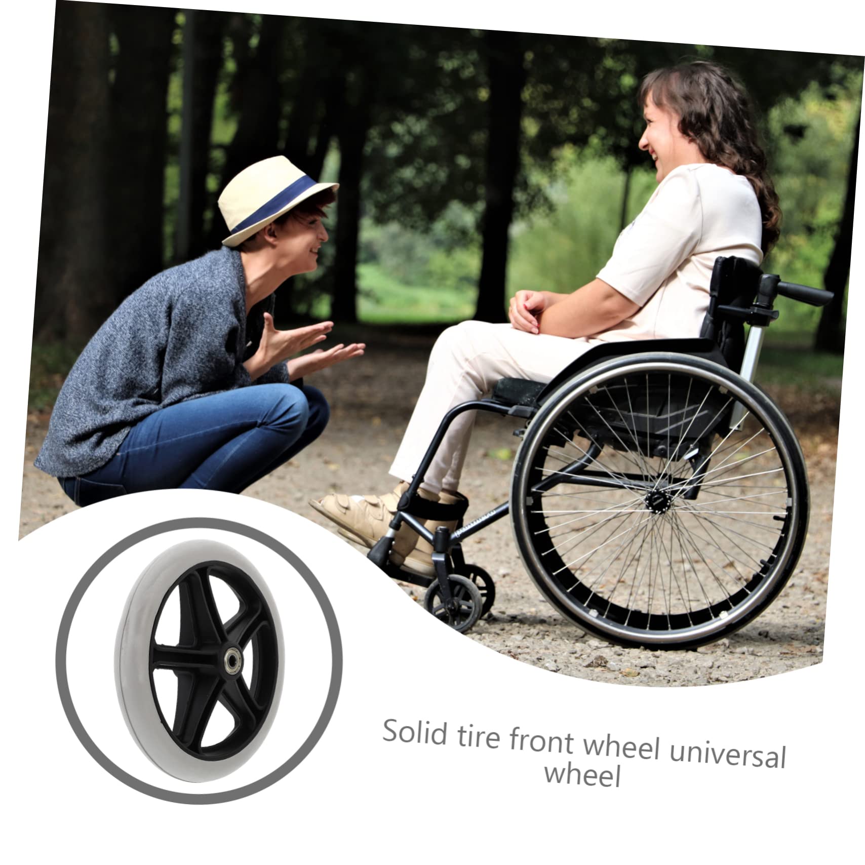 Rueda de Repuesto para Silla de Ruedas, 2 Piezas Rueda Delantera de 8 Pulgadas Silla de Oficina Ruedas Giratorias Accesorios para Cochecito Andador Ruedas de Repuesto para Silla de Ruedas