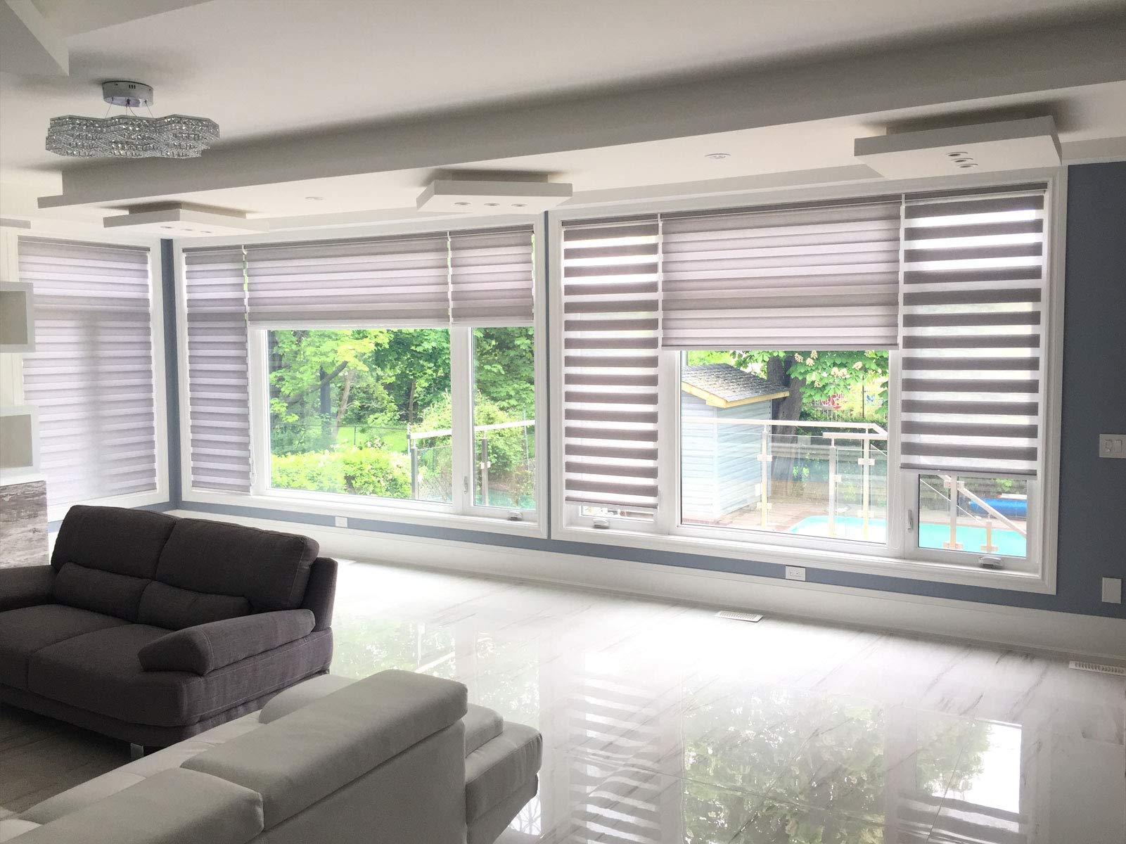 ZEBRA BLINDS Polyester Curtain for Windows Or Outdoor Décor Grey W60xH130-image-23