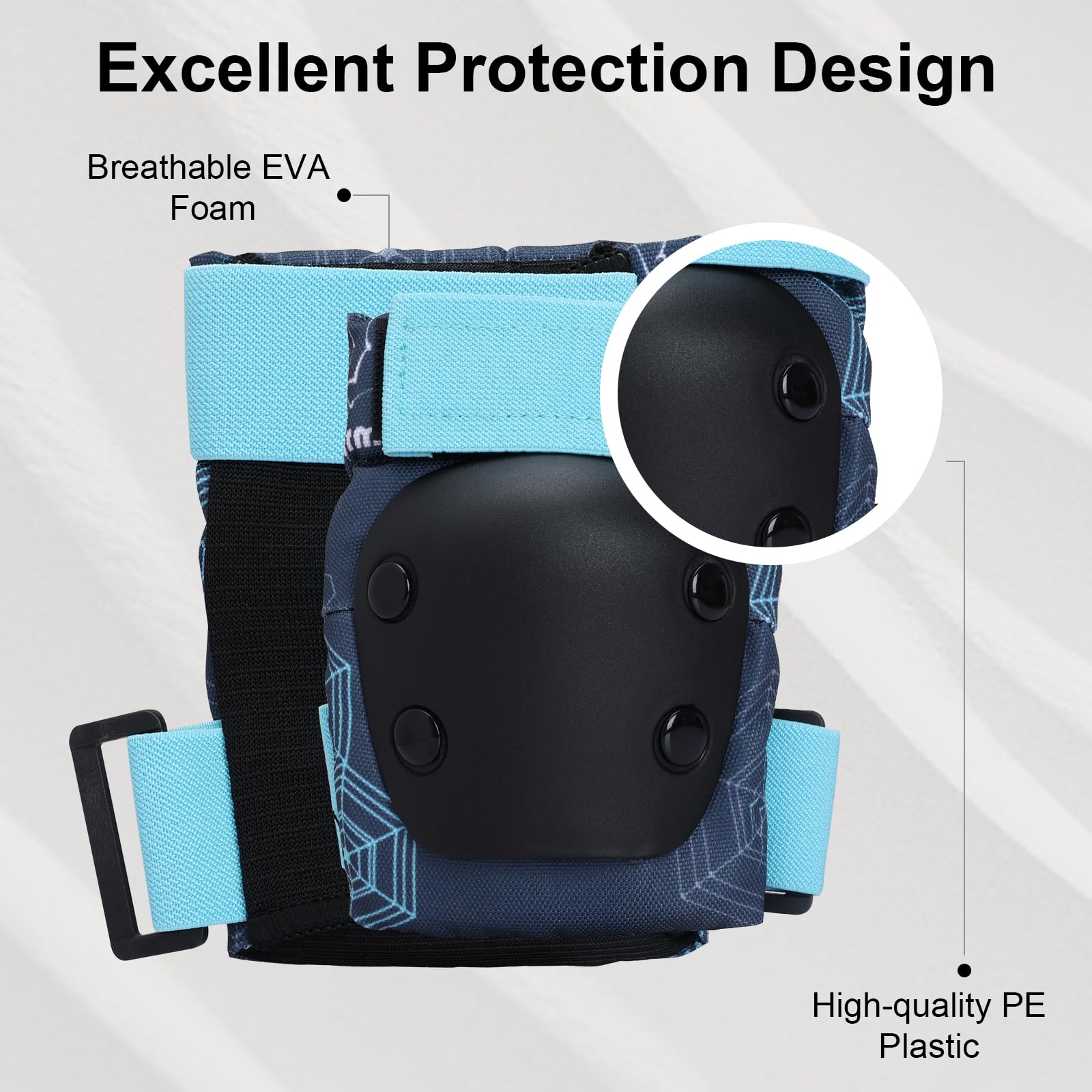 YOOXARMOR Set di Protezioni per Bambini da 3 a 8 Anni, Ginocchiere, Gomitiere, Polsiere Regolabili per Pattini a Rotelle, BMX, Bici,Ciclismo,Skateboard,Pattini in linea,Monopattini[6 Pezzi]