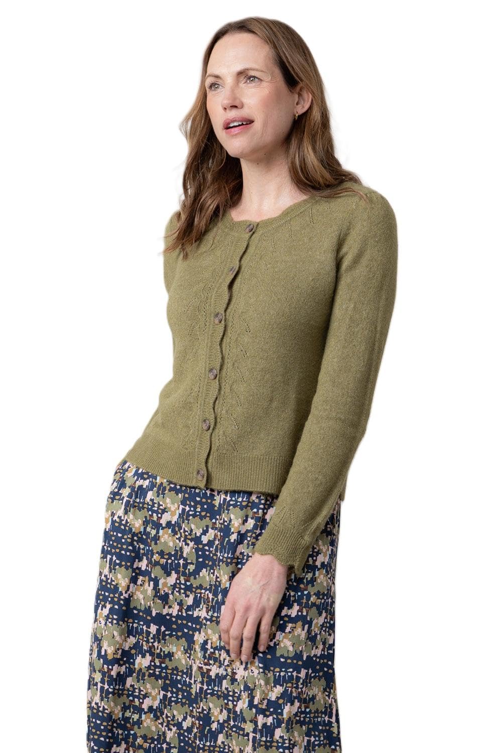 Lily & Me Women's Moss Layla Pointelle Knit Cardigan - Size 10