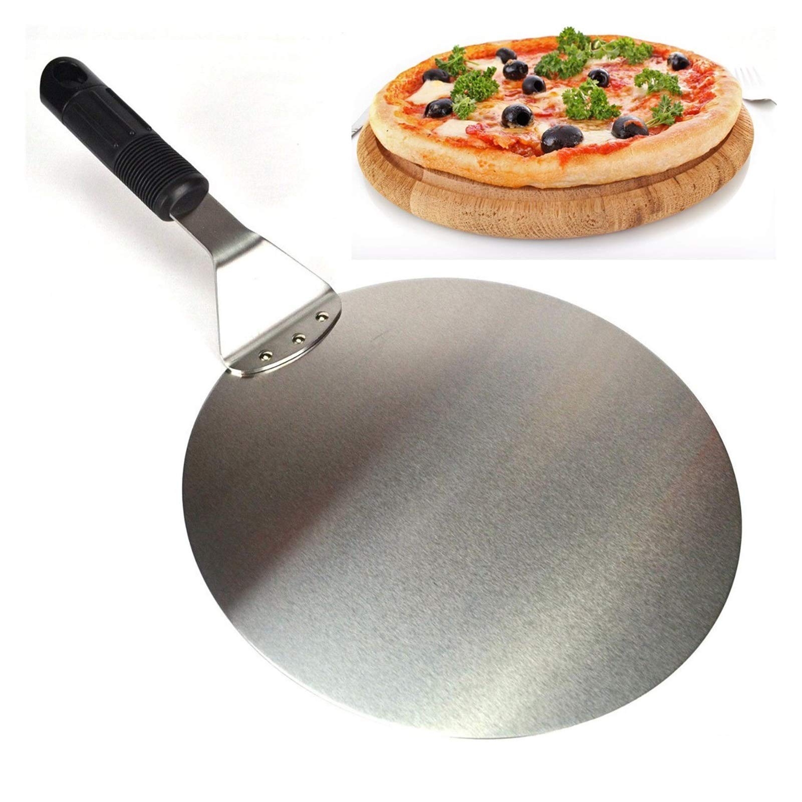 Wiosło do pizzy 25 cm Łopatka do pizzy ze stali nierdzewnej Łopata do pizzy Turner Podnośnik do ciasta Taca Pan Strona główna Pieczenie w kuchni Narzędzia do pieczenia ciasta Akcesoria (Kolor: Czarny)