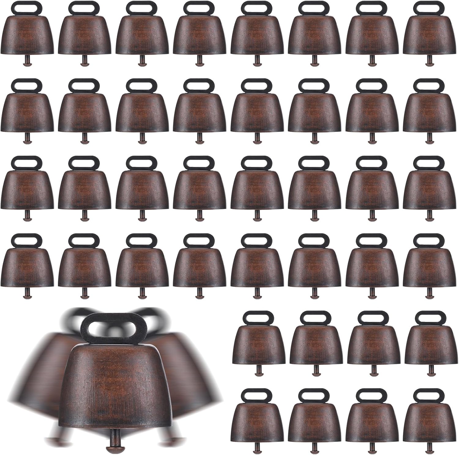40PCS Cow Horse Sheep Grazing Copper Bells Small Brass Bells Cattle Goat Farm Loud Bronze Bell Long Distance Horse Sheep Iron Bells for Christmas Decoration (Red Bronze)