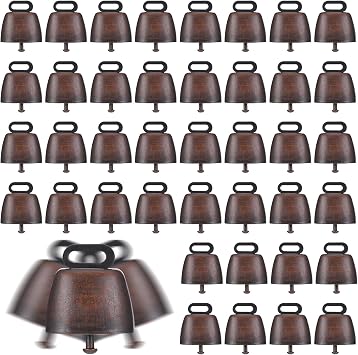 40PCS Cow Horse Sheep Grazing Copper Bells Small Brass Bells Cattle Goat Farm Loud Bronze Bell Long Distance Horse Sheep Iron Bells for Christmas Decoration Red Bronze