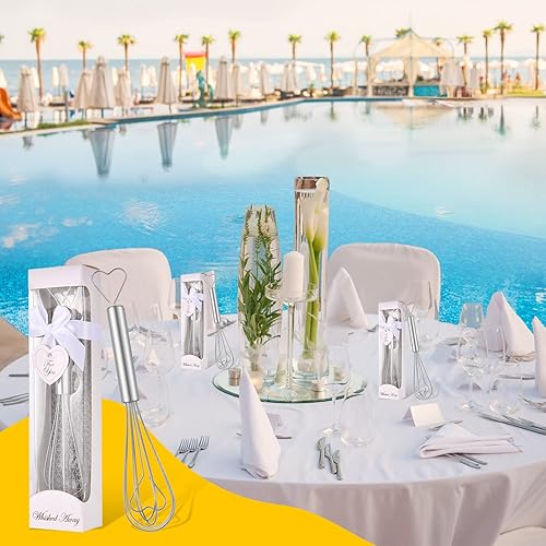 Miniatura 7 de 30 unidades de batidor de huevos en forma de corazón, de acero inoxidable, mini huevos manuales a granel con paquete individual, boda, novia,