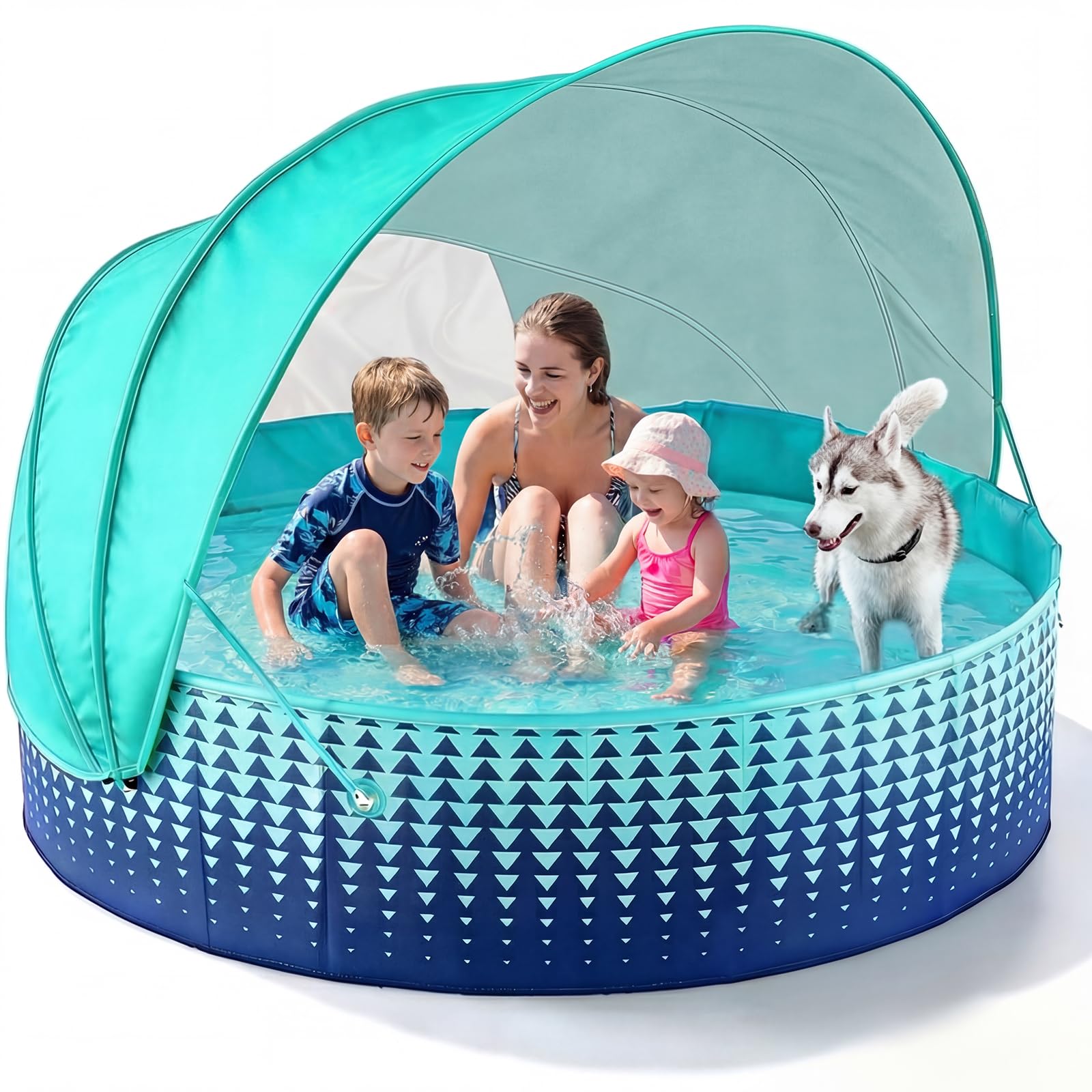 Photo 1 of Jasonwell Kiddie Baby Pool with Canopy - Foldable Infant Toddler Kids Pool with Shade Baby Beach Essentials Tent Swimming Wading Pools for Toddlers 1-3 + Kids Dogs Ball Pit Backyard Water Play G, 79"
