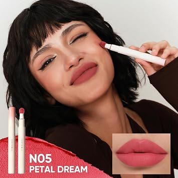 JUDYDOLL Cushion Matte Lip Cream, Hydrating Matte Lipstick with Tripeptide&Squalane, Lip Line Blurring,Velvet Lip Mud, Smudge-Proof,Long-Lasting, Non-craked(New N05 Petal Dream)