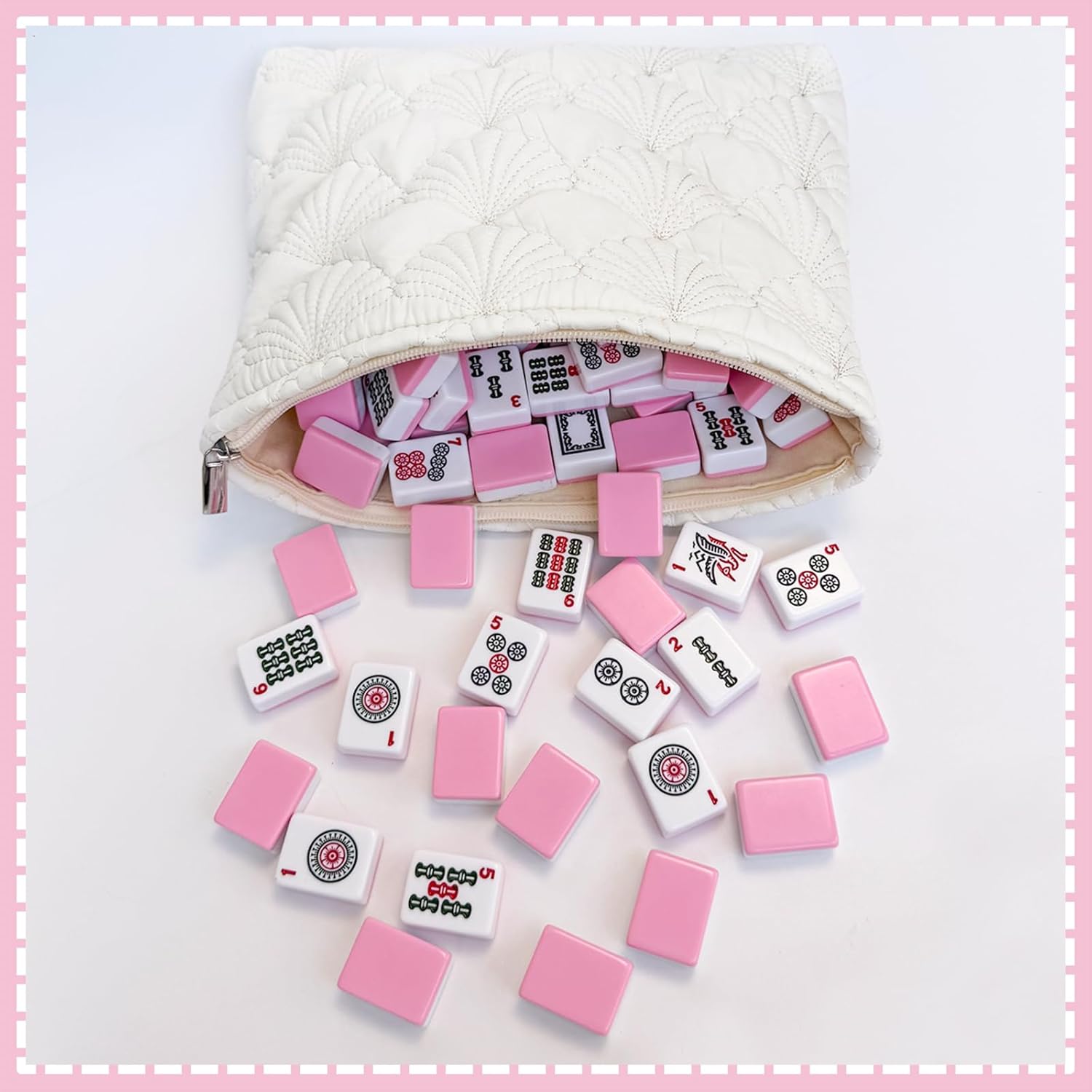 2Pack Mahjong Tile Bag, Quilted Mahjong Bags for Tiles & Cards, Mahjong Carrying Bag for 166 1.18" Travel