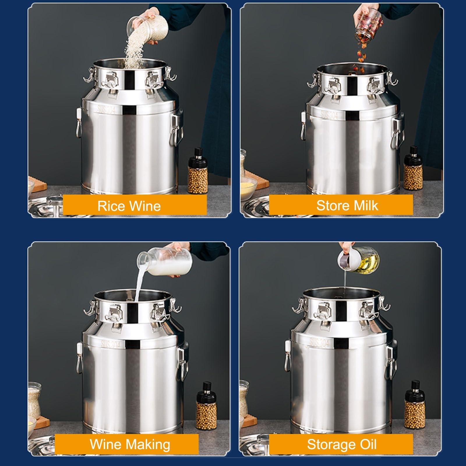 Fermentador de acero inoxidable, equipo de elaboración casera, cubo de fermentación con cierre de aire, fácil de limpiar, para almacenamiento de vino y alimentos, 40 o 76 litros