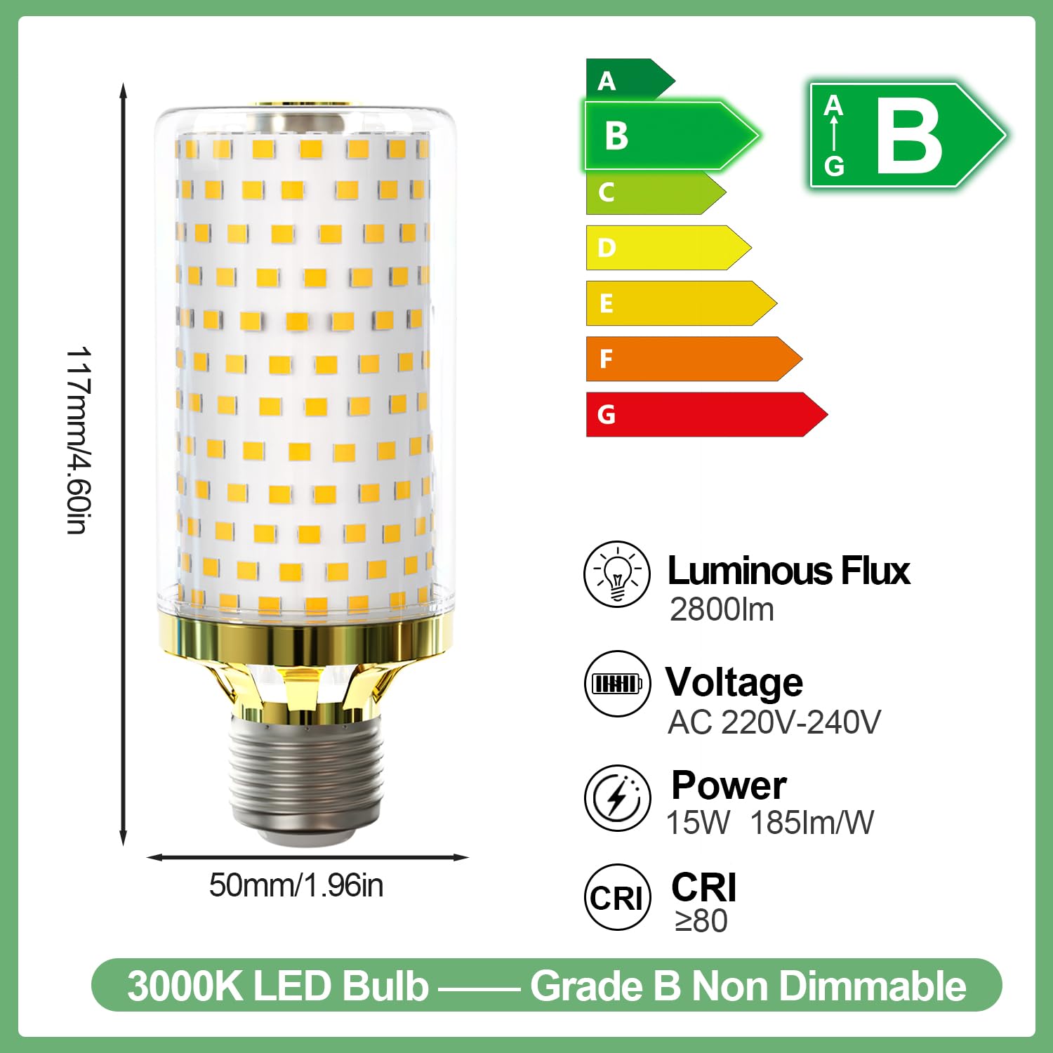 MDee LED Lampe E27 Maiskolben 15W, Glühbirne E27 Warmweiß 3000K, ersatz 150W Glühlampe, 2800 Lumen, AC 230V, Nicht Dimmbar, Edison Schraube Energiesparlampe für Heimbeleuchtung, 4er Pack