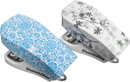 Vista 21 de Aria - Juego de mini grapadoras de alta calidad, con removedor de grapas integrado, 2000 grapas estándar incluidas, para oficina, escuela y viajes