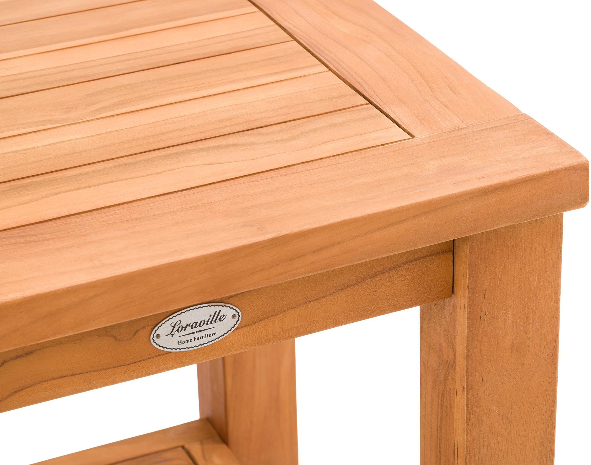 CLP Tavolino da Esterno Keaton in Teak, Tavolo da Giardino Resistente alle intemperie con Due Ripiani, Tavolo in Teak per Giardino, Colore:Teak