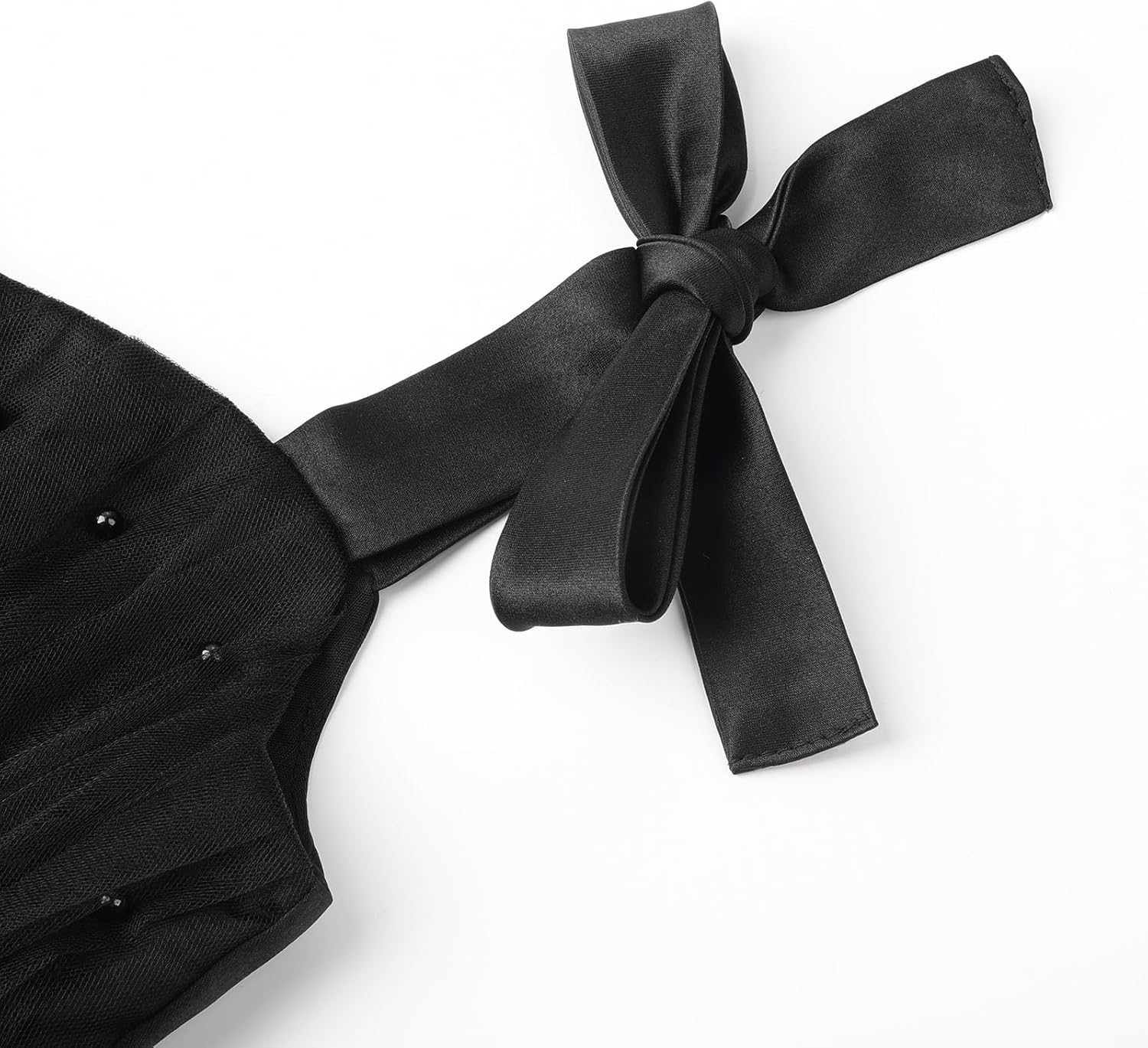 Uhnice Flower Girls Pearl Dress Toddler Tulle Dresses with Bow Shoulder Straps for Wedding Party - Image 5