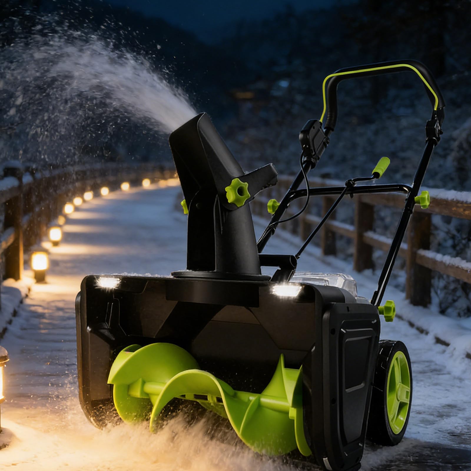 Chasse Neige Électrique, Souffleuse à Neige, Déneigeuse 3500W, Batterie 40V avec Chargeur Rapide, Phares LED, pour Trottoirs et Terrasses