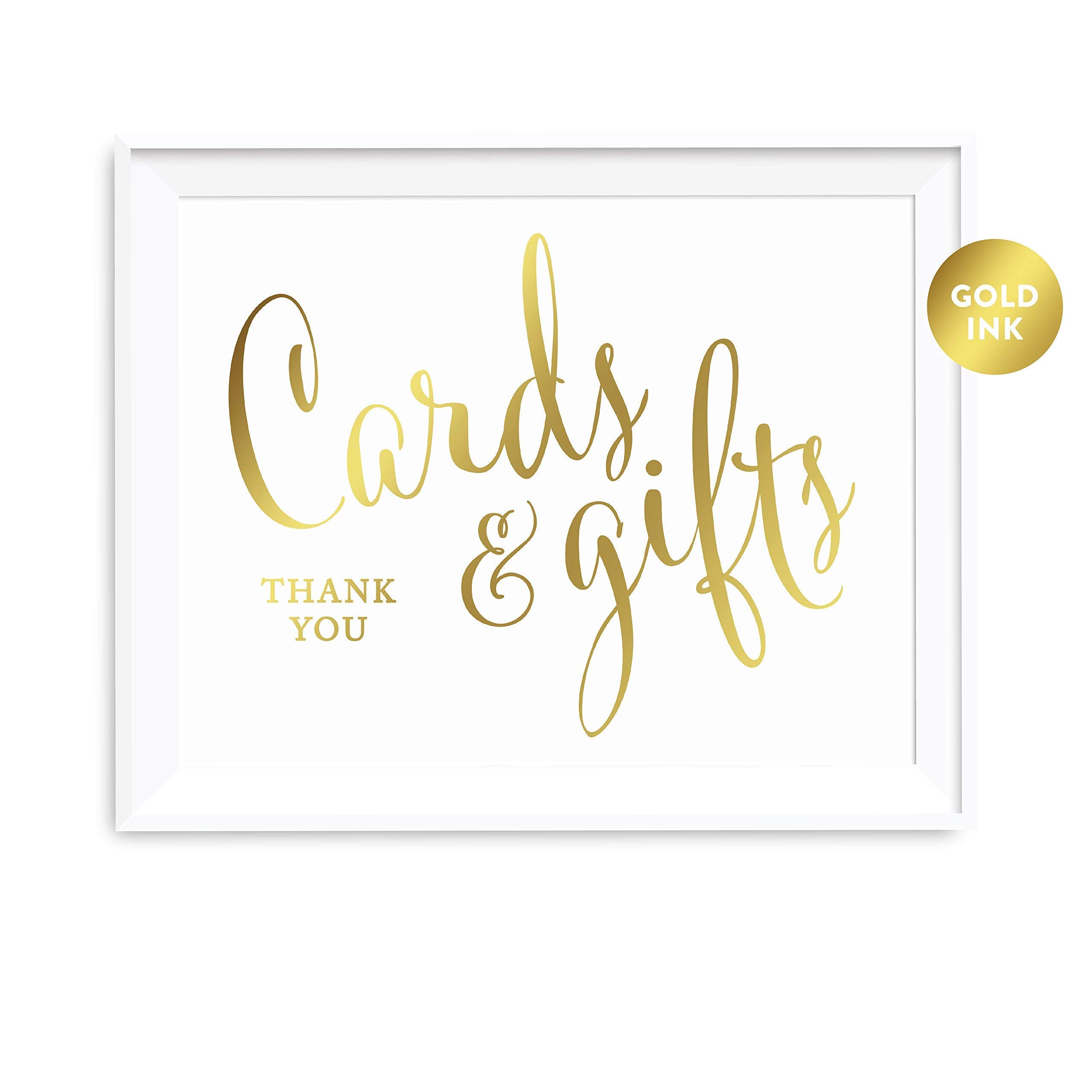Andaz Press Wedding Party Signs, Metallic Gold Ink Print, 8.5-inch x 11-inch, Cards and Gifts Thank You, 1-Pack, Birthday Baby Bridal Shower, Baptism, Graduation